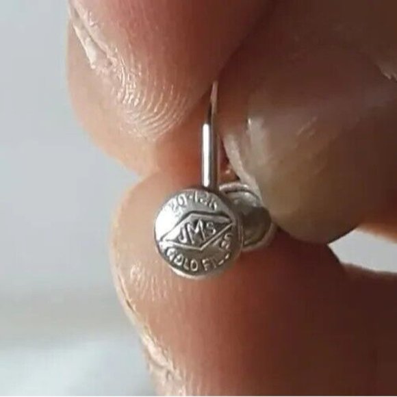 Vintage Gold Filled Earrings 1/20 12KT JMS Crystal Glass Rhinestone Screw Back - Picture 7 of 9